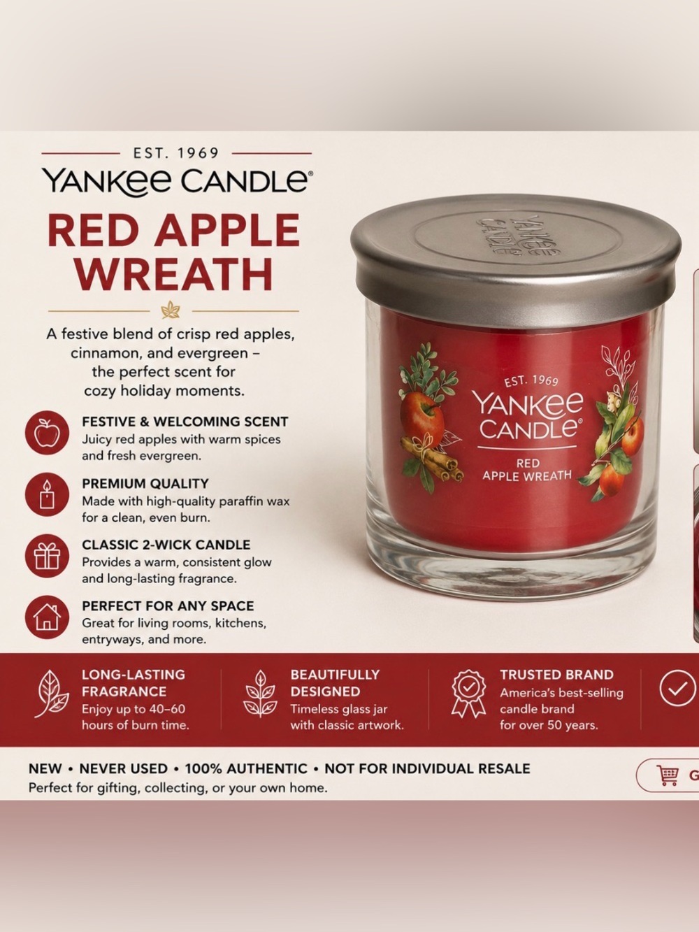 Yankee Candle Red Apple Wreath Candle — Red